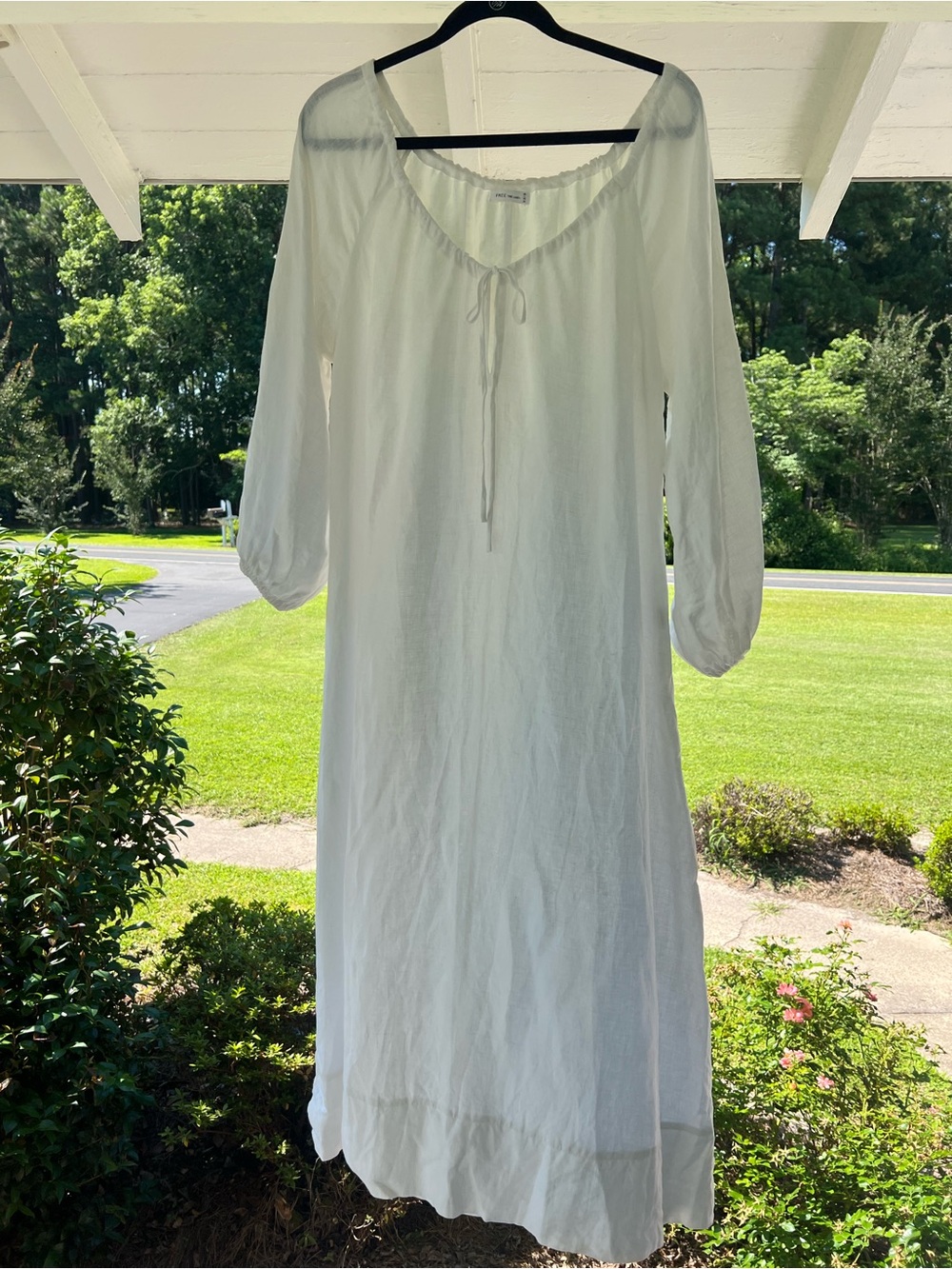 Like New - Linen - Romantic Billowy Maxi Dress - Off White - Picture 6 of 13